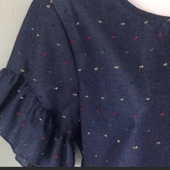 Drew Anthropologie Chambray Flutter Sleeves Blouse c1. - Picture 12 of 12
